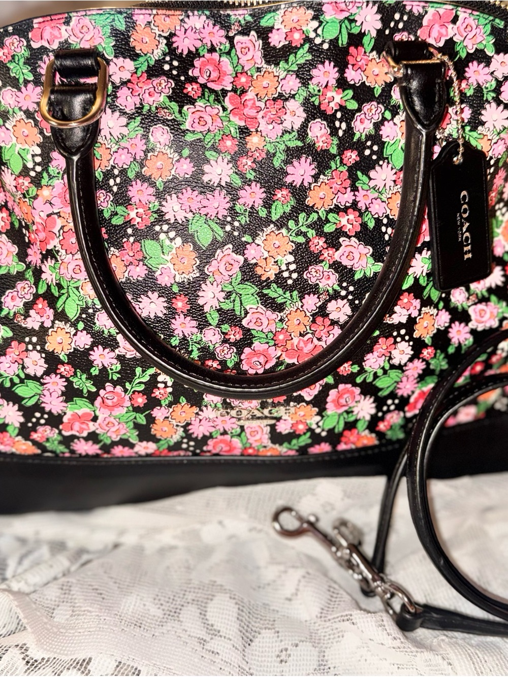 COACH Sierra Posey Cluster Floral Satchel